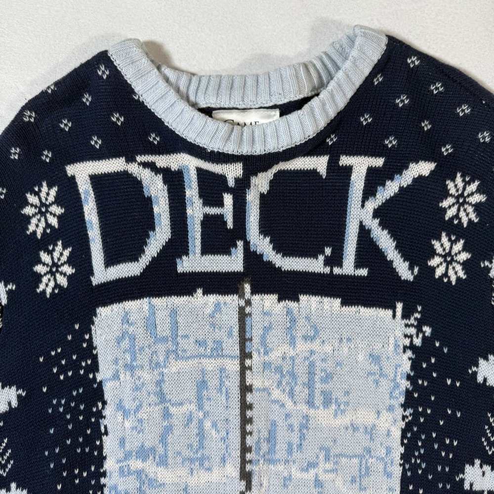 Game of Thrones Deck the Wall‎ Ugly Christmas Sweater Mens XL Navy Blue Cotton